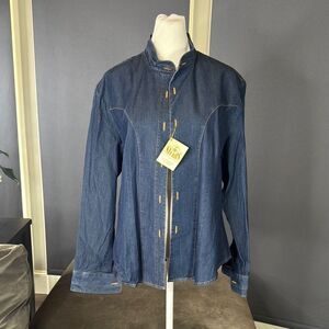 Women’s Stubbs Collection Denim Button-Up Long Sleeve Shirt NO BUTTONS Size L